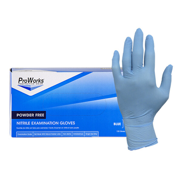GL-N106F/L BLUE NITRILE POWDER FREE EXAM GLOVES, 5MIL, 100/BOX - L